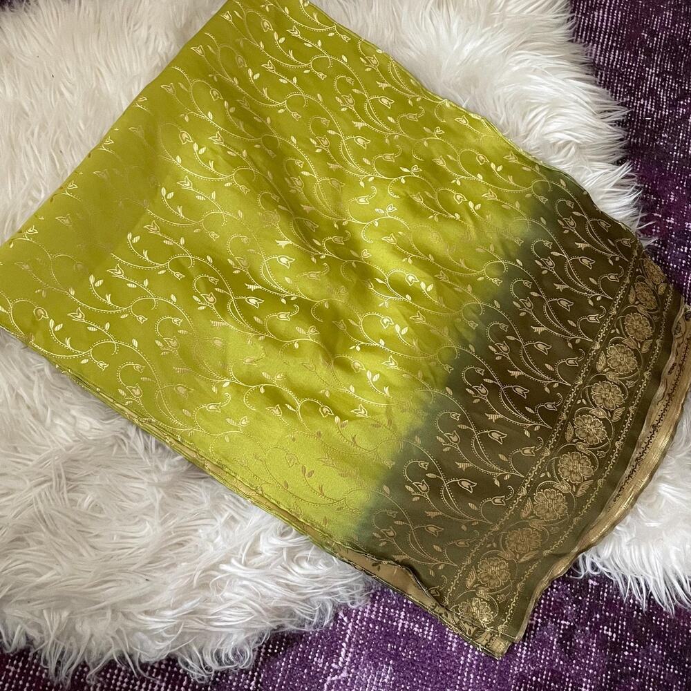 Y2K vintage green gold sari style scarve embroidered whimsigoth fairy boho